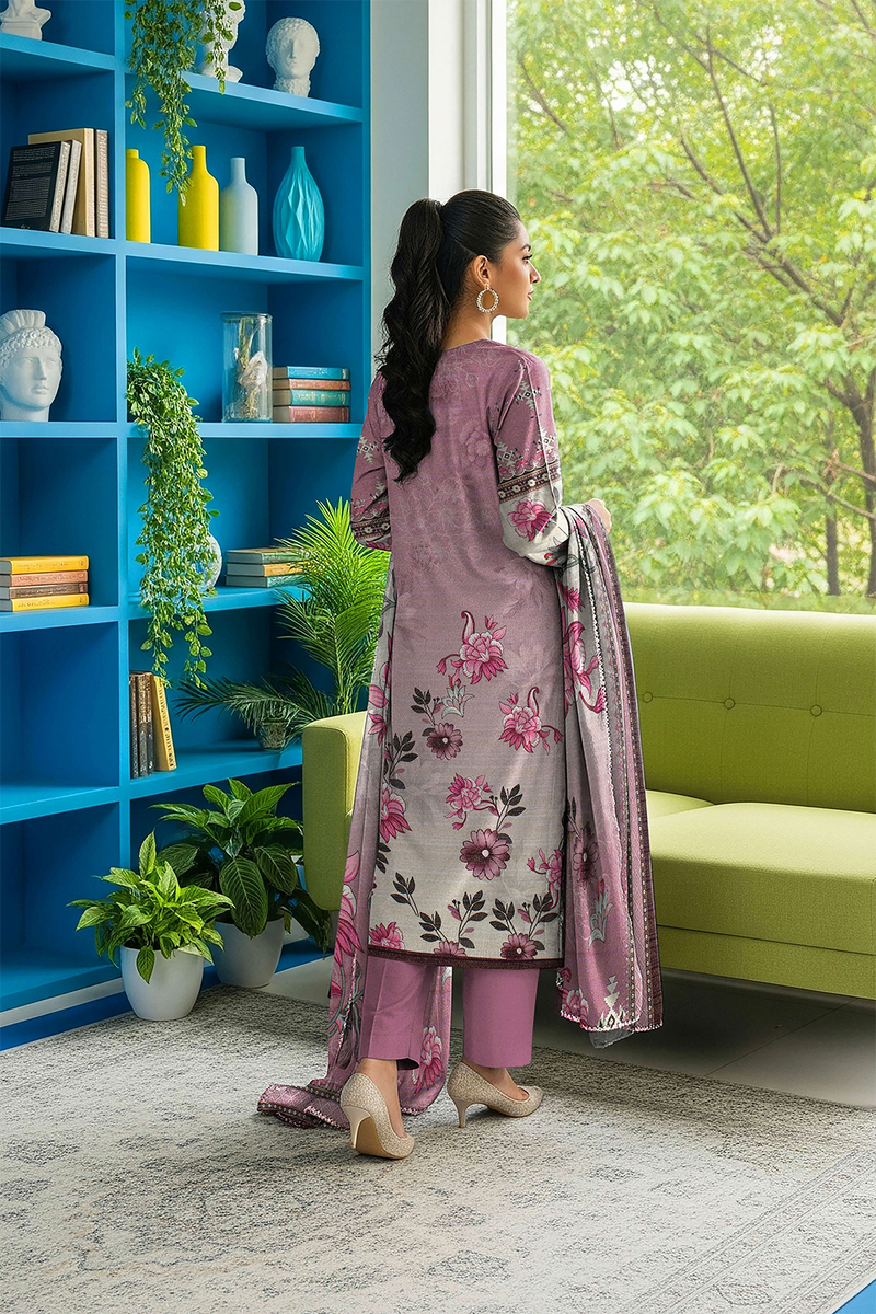 Aleezay Vol 2496 – Superior Fancy Peach Printed 3-Piece Suit with Dupatta & Dyed Trouser