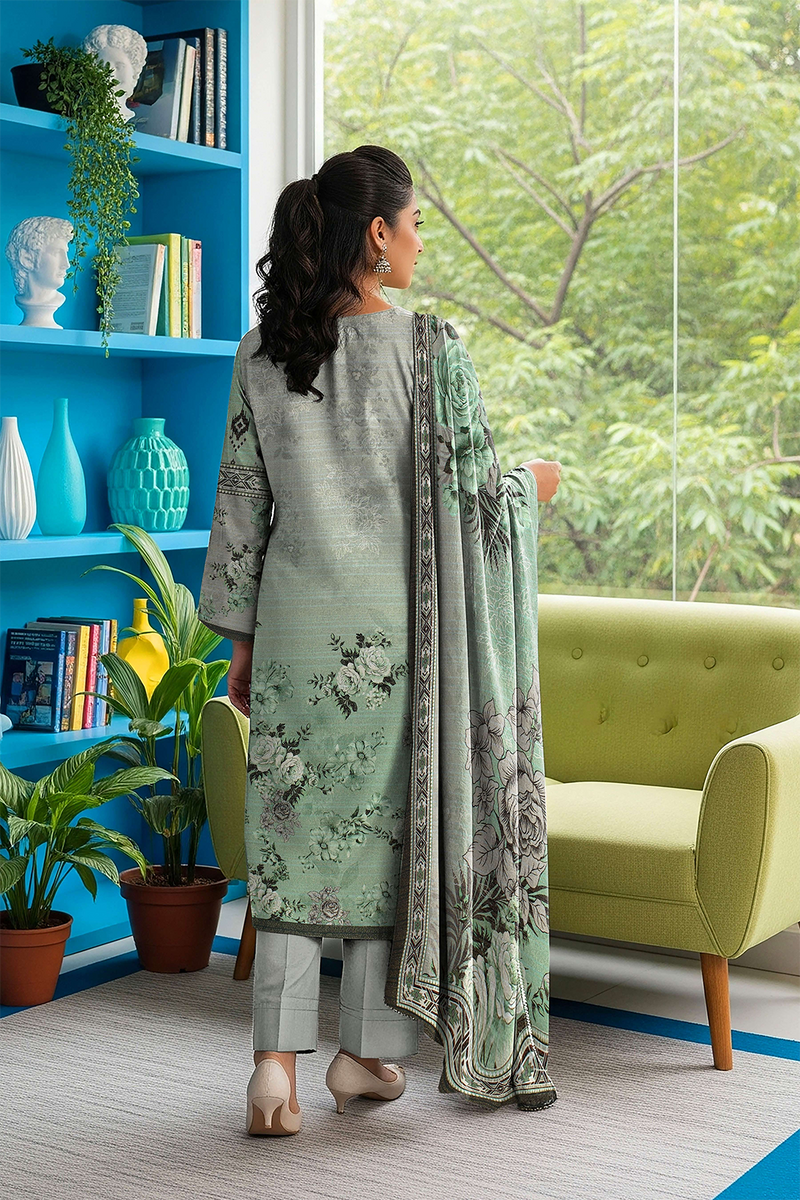 Aleezay Vol 2496 – Superior Fancy Peach Printed 3-Piece Suit with Dupatta & Dyed Trouser