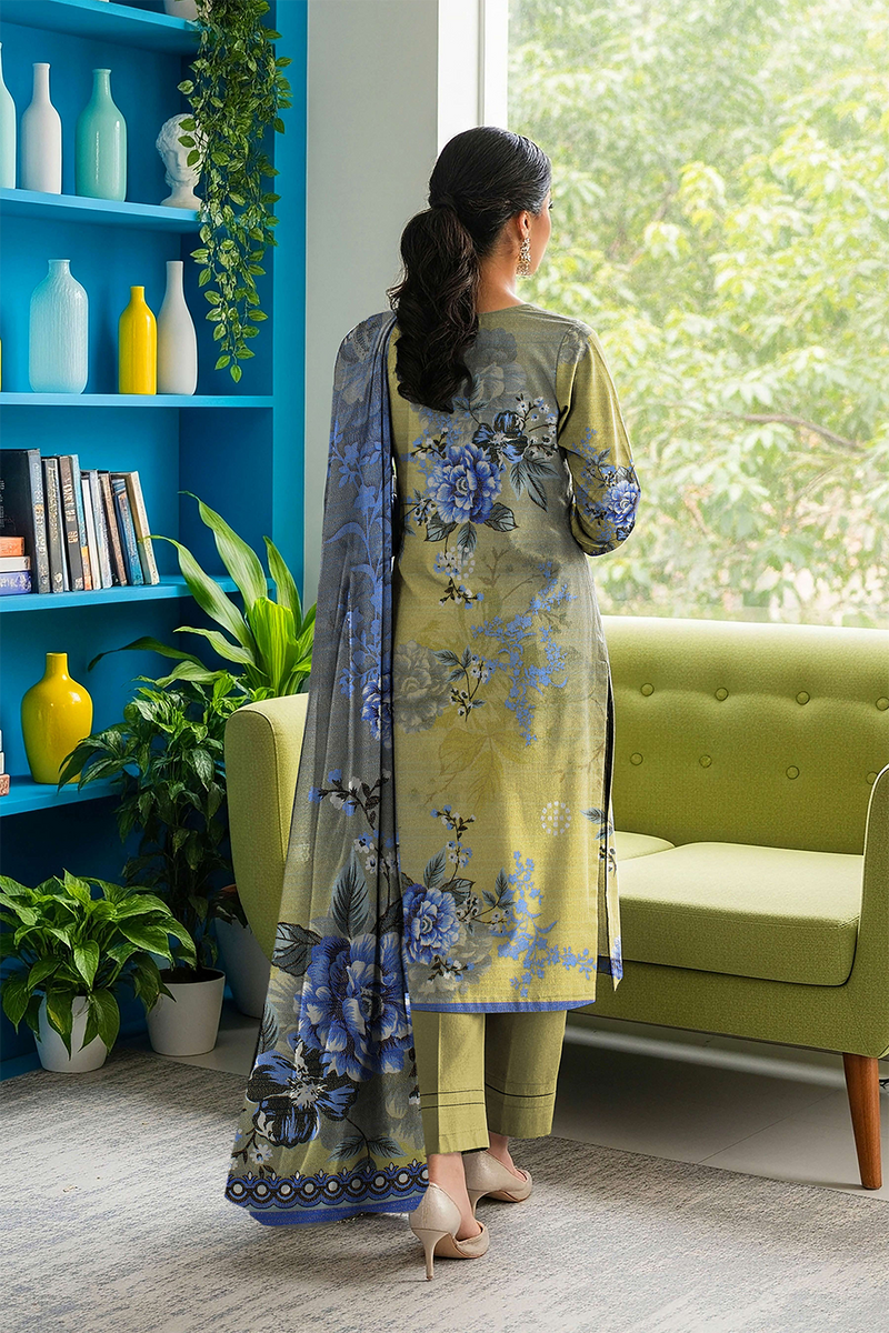 Aleezay Vol 2496 – Superior Fancy Peach Printed 3-Piece Suit with Dupatta & Dyed Trouser