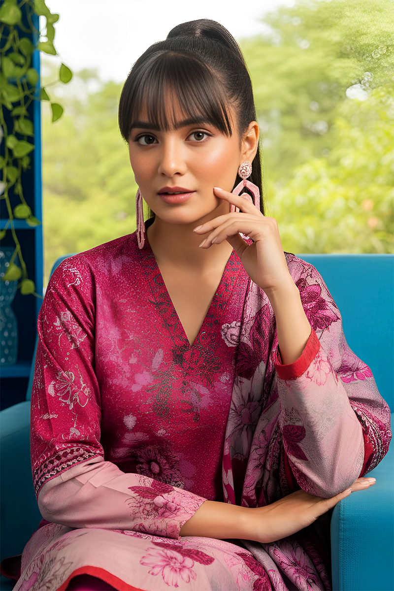 Aleezay Vol 2496 – Superior Fancy Peach Printed 3-Piece Suit with Dupatta & Dyed Trouser